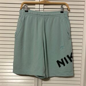 Nike Light Mint Green Athletic Fleece Shorts with Bold Black Logo